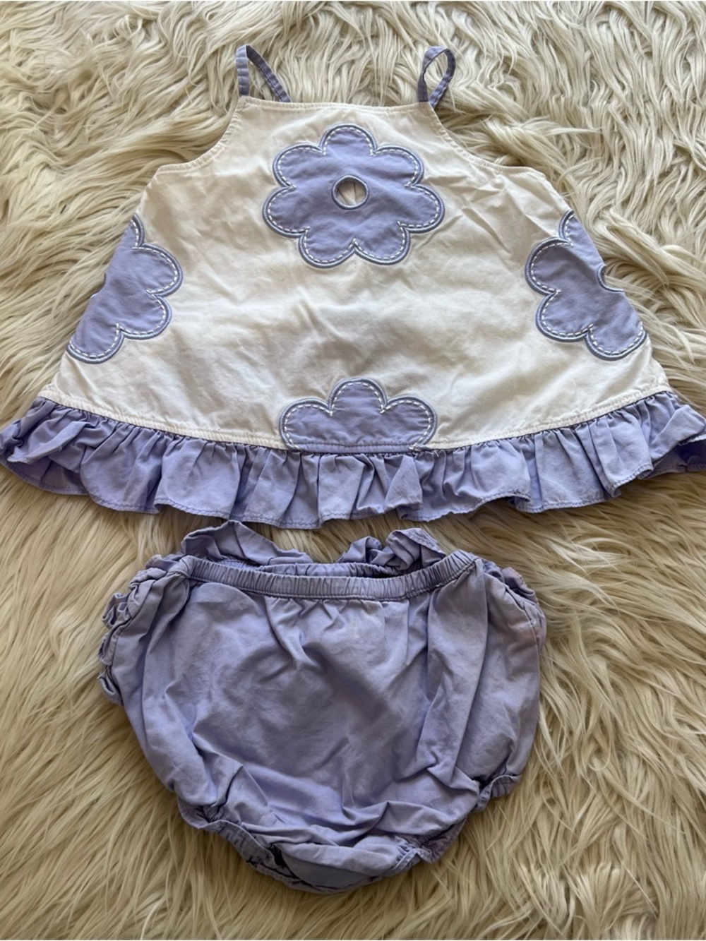 Vintage 80s Basic Editions Purple Floral Outfit Tank Top Bloomers 18 Months